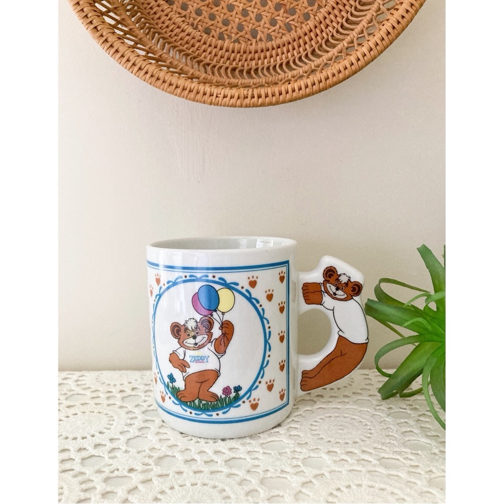 Vintage Zellers Zeddy Bear Birthday Mug with Bear Handle 80s Mug Nostalgia